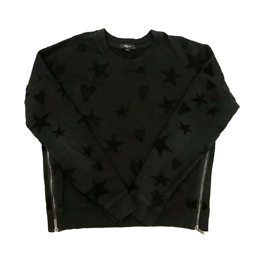 Rails Black Star Pattern Sweatshirt with Side Zips - Small